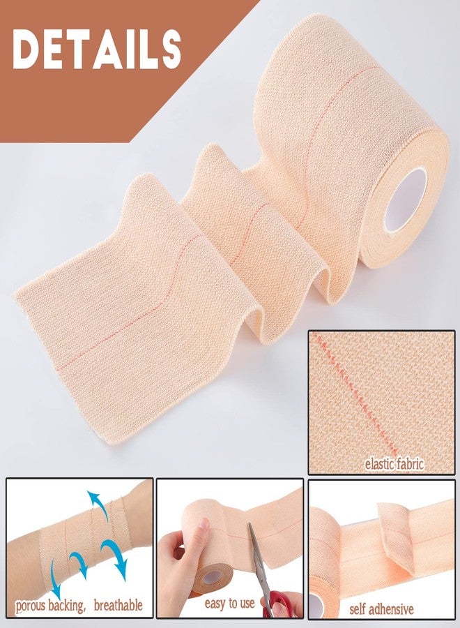Tondiamo 8 Rolls Elastic Adhesive Bandage Tape Medical Bandage Wrap Athletic Sports Tape Flexible Stretch Skin Bandages Strips for Ankle, Knee, Wrist Sprains Animal Pets(4 Inch X 5 Yard) - Image 2